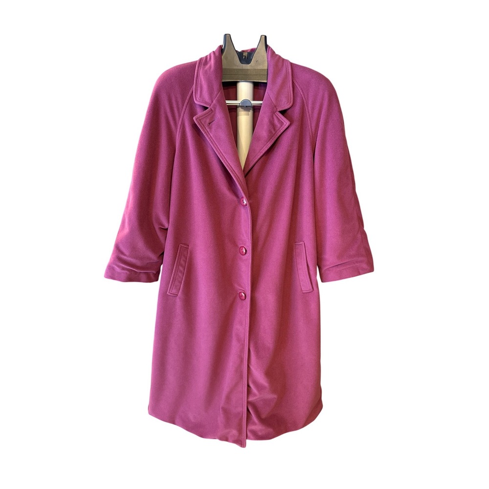 Juli de Roma‎ Women's Fuchsia Fleece Coat Button Front Pockets Size 43